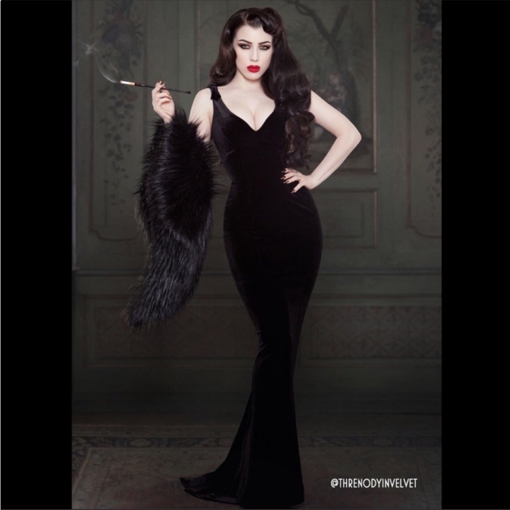 NWT Pinup Girl Dress by Laura Byrnes - Gilda Gown - Black Velvet